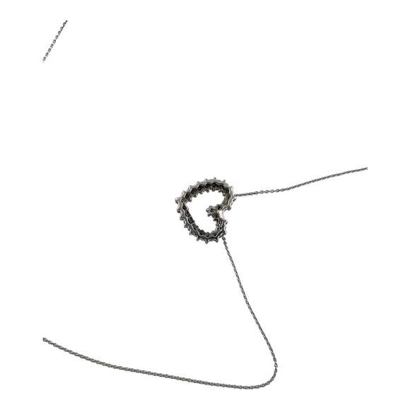 Vintage 14 Karat White Gold Diamond Heart Pendant Necklace #13732 - Picture 2 of 10